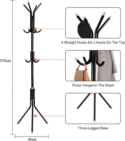 Coat Stand Coat, Hat, Jacket, Umbrella Floor Standing Rack Clothes Hanger  Hooks