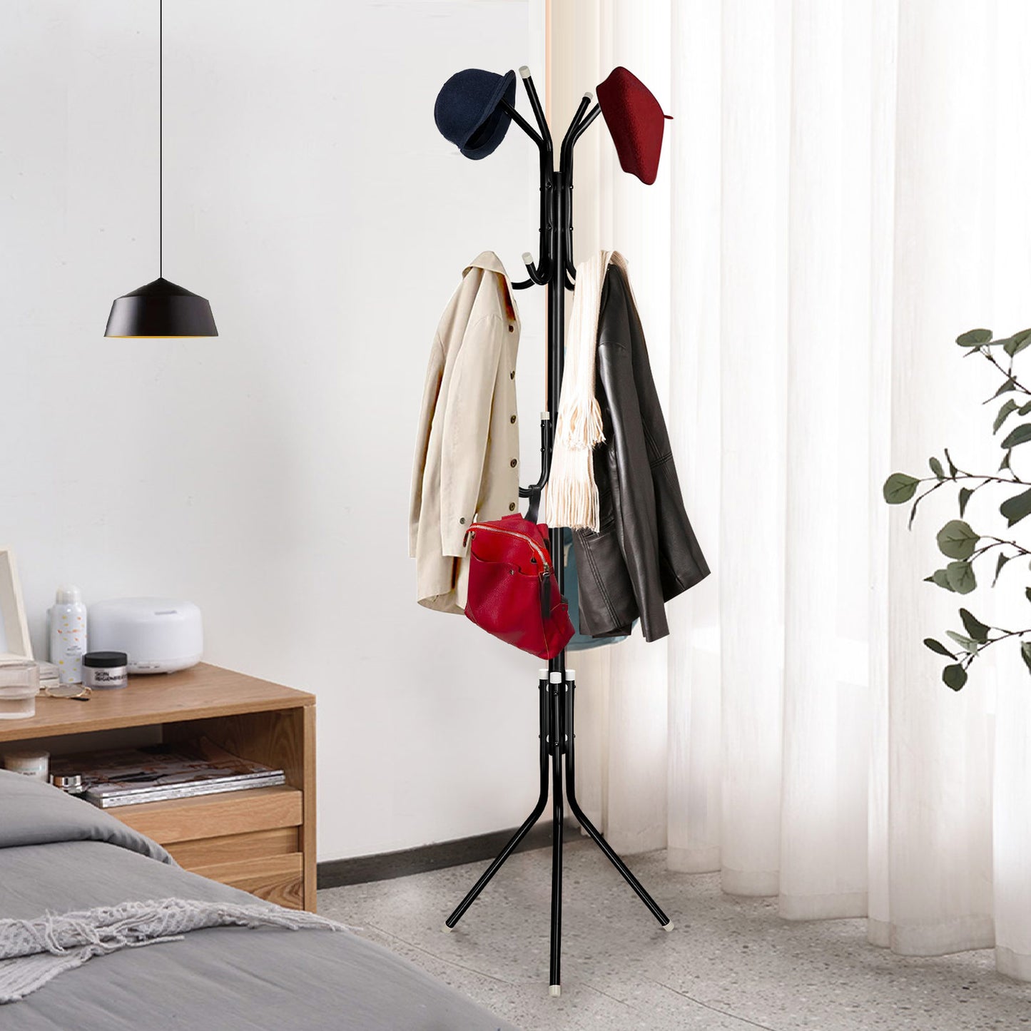 Coat Stand Coat, Hat, Jacket, Umbrella Floor Standing Rack Clothes Hanger  Hooks
