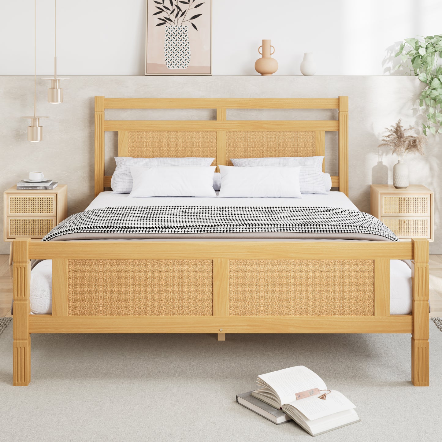 Wooden Bed, 4ft6 Double Bed , Wood Colour