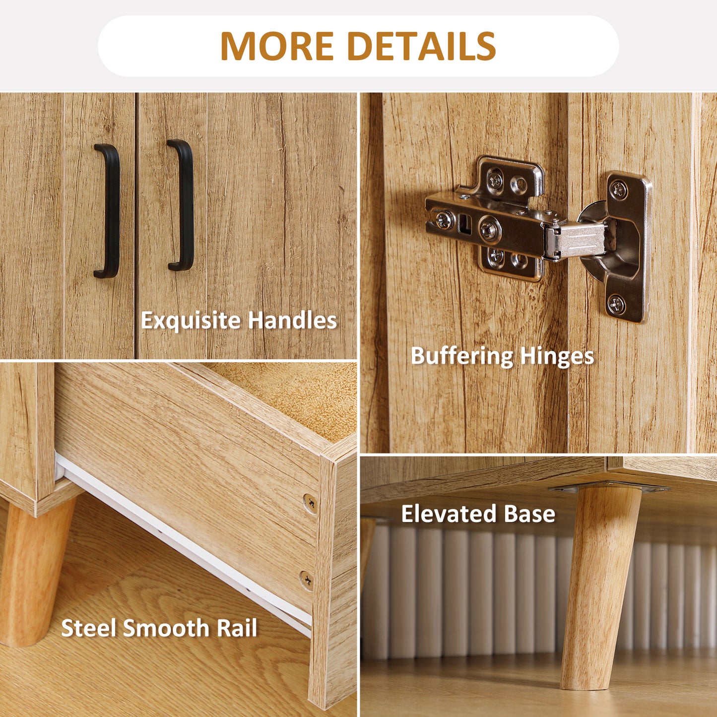 2 Door Wardrobe, Modern Wardrobe With 2 Drawer And Hanging Rail For Bedroom, Natural
