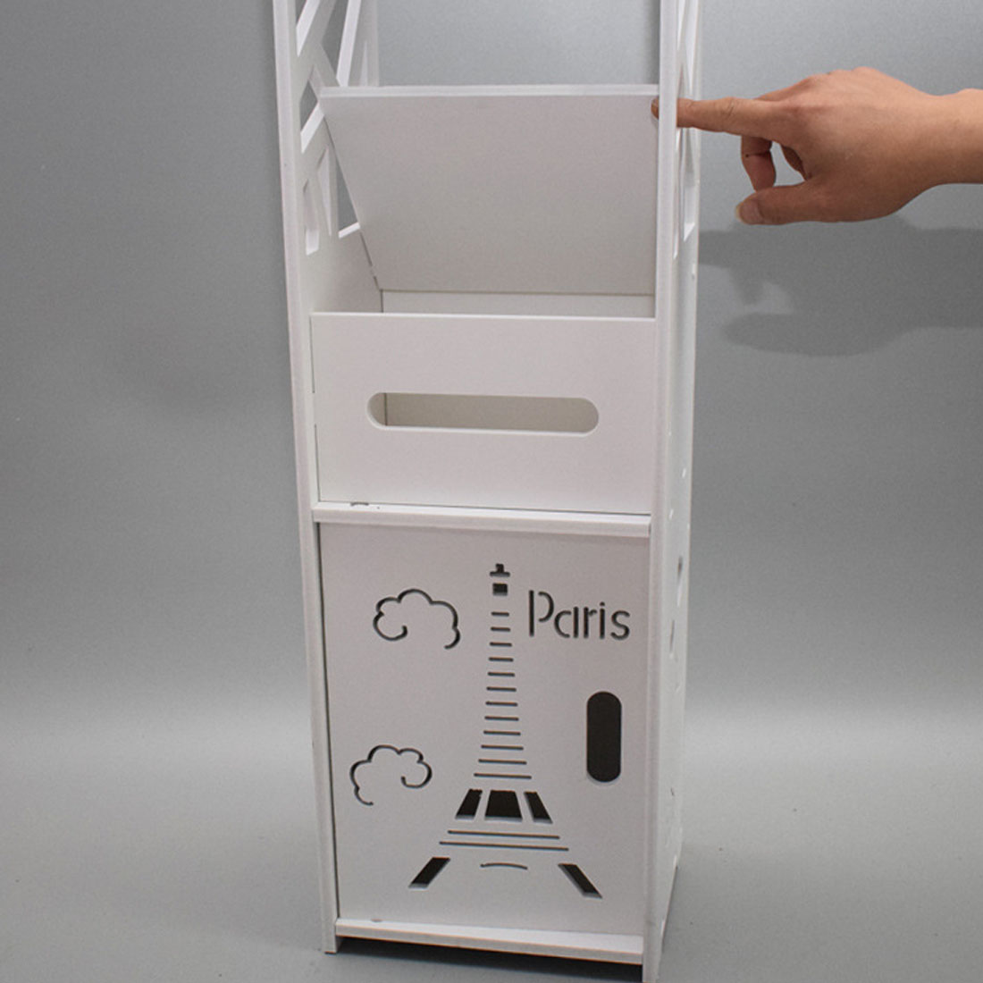Bathroom Storage Waterproof Cabinet With Paper Drawer Tall White