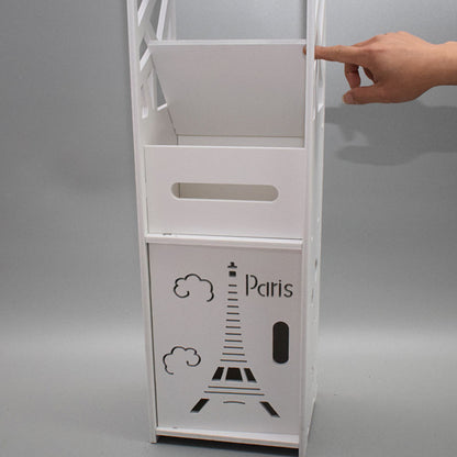 Bathroom Storage Waterproof Cabinet With Paper Drawer Tall White