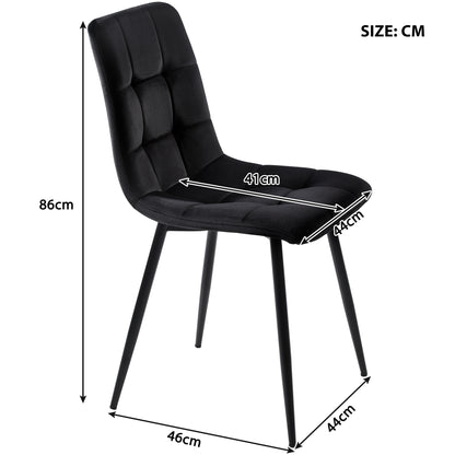 Dining Table Set  5 Pieces With 4 Chairs, Gold Metal Legs, White Top, Black Velvet Dining Chairs