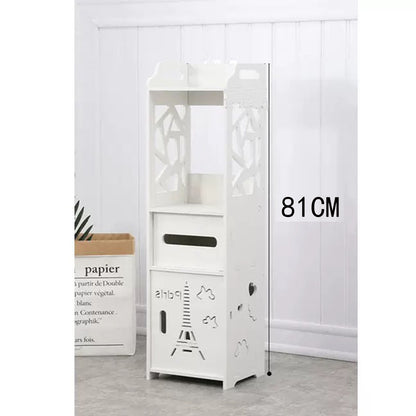 Bathroom Storage Waterproof Cabinet With Paper Drawer Tall White