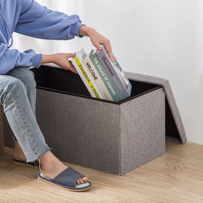 Storage Box Foldable Ottoman Seat Toy Storage Box Foot Stool Bench Home Stool UK