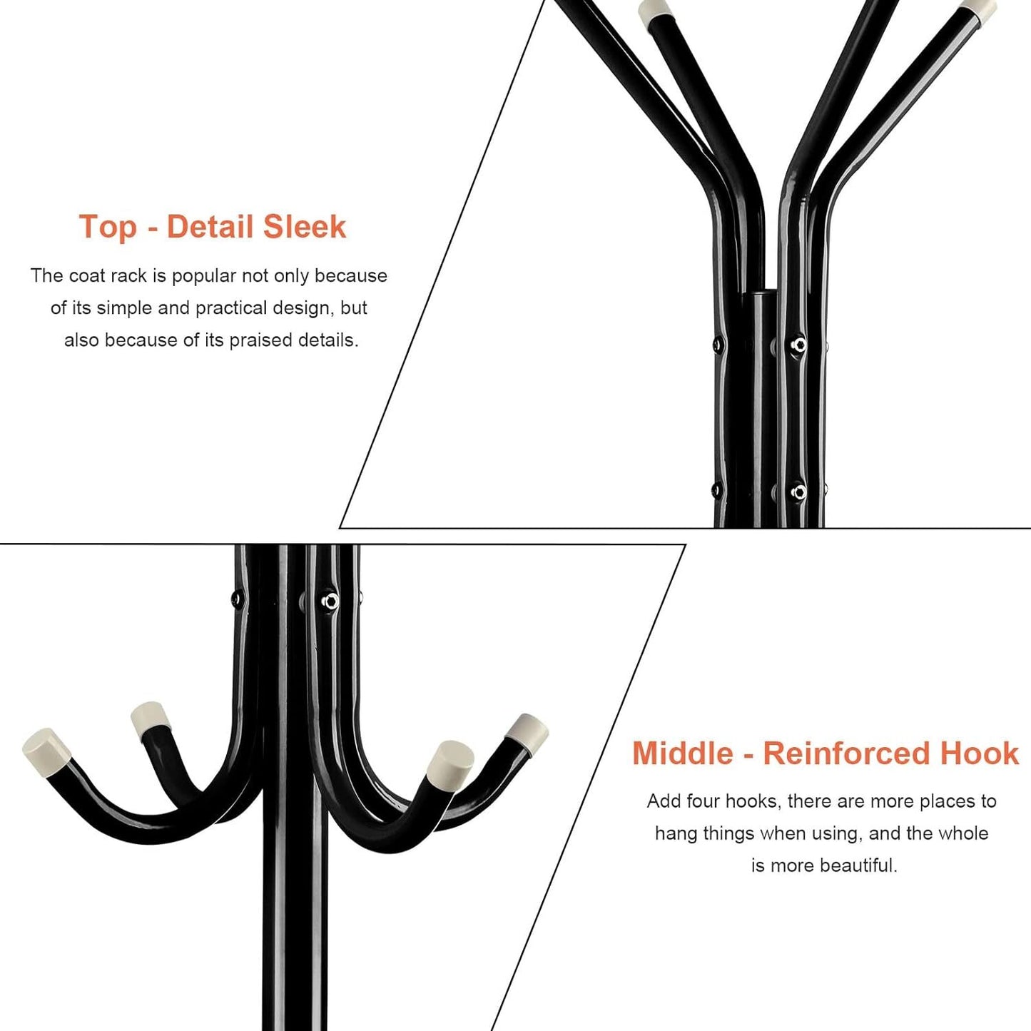 Coat Stand Coat, Hat, Jacket, Umbrella Floor Standing Rack Clothes Hanger  Hooks