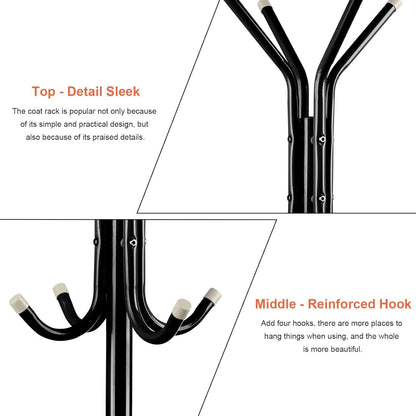Coat Stand Coat, Hat, Jacket, Umbrella Floor Standing Rack Clothes Hanger  Hooks
