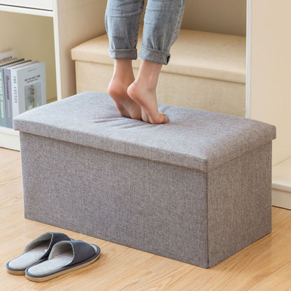 Storage Box Foldable Ottoman Seat Toy Storage Box Foot Stool Bench Home Stool UK