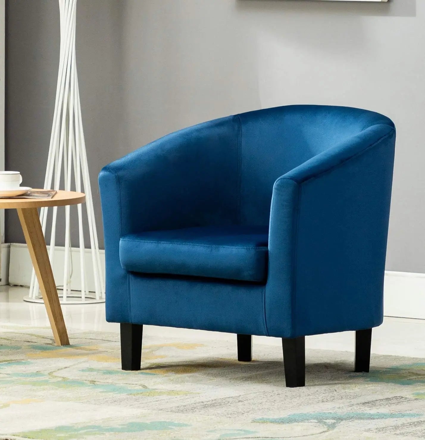 Velevt Fabric Tub Chair, Upholstered Armchair, Club Chair for Living Room
