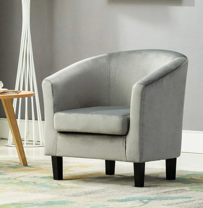 Velevt Fabric Tub Chair, Upholstered Armchair, Club Chair for Living Room