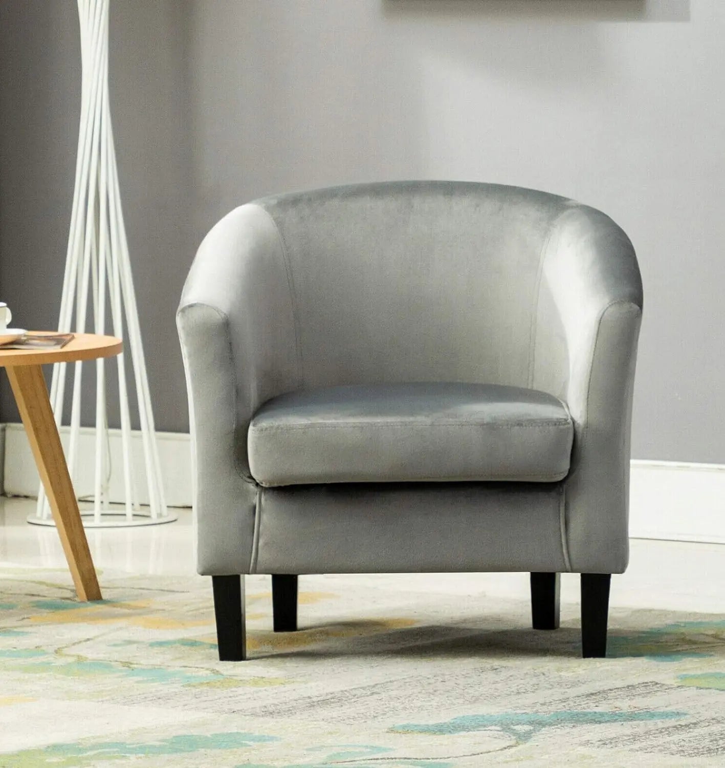Velevt Fabric Tub Chair, Upholstered Armchair, Club Chair for Living Room