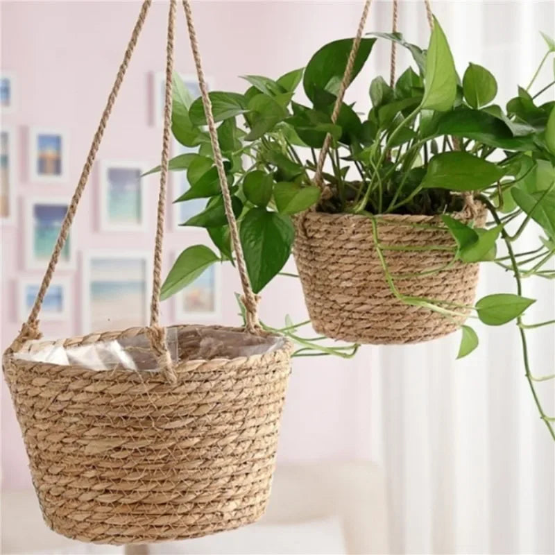 Garden Hanging Planter Macrame Plant Storage Basket Jute Rope Woven Indoor Outdoor Flower Pot Holderrs Plant Hangers Home Decor