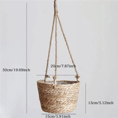 Garden Hanging Planter Macrame Plant Storage Basket Jute Rope Woven Indoor Outdoor Flower Pot Holderrs Plant Hangers Home Decor