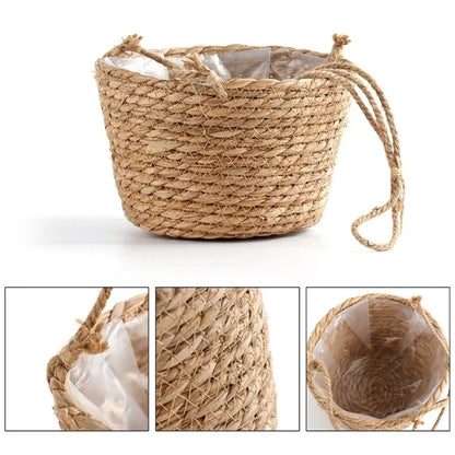 Garden Hanging Planter Macrame Plant Storage Basket Jute Rope Woven Indoor Outdoor Flower Pot Holderrs Plant Hangers Home Decor