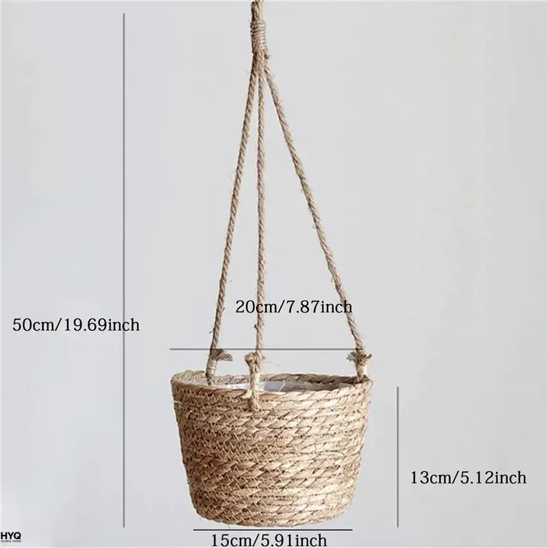 Garden Hanging Planter Macrame Plant Storage Basket Jute Rope Woven Indoor Outdoor Flower Pot Holderrs Plant Hangers Home Decor
