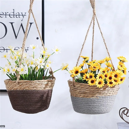 Garden Hanging Planter Macrame Plant Storage Basket Jute Rope Woven Indoor Outdoor Flower Pot Holderrs Plant Hangers Home Decor