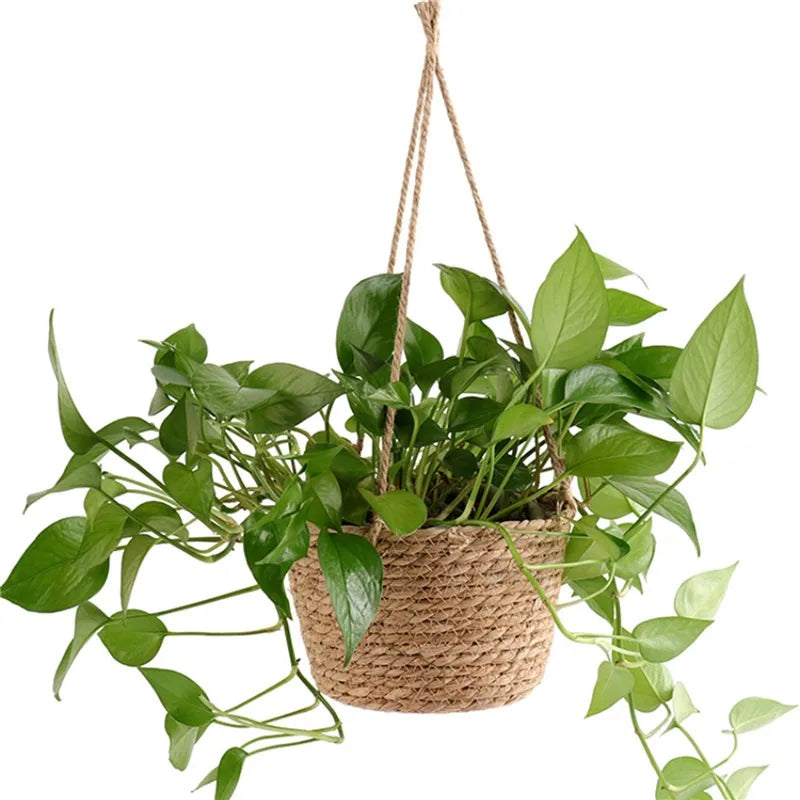 Garden Hanging Planter Macrame Plant Storage Basket Jute Rope Woven Indoor Outdoor Flower Pot Holderrs Plant Hangers Home Decor