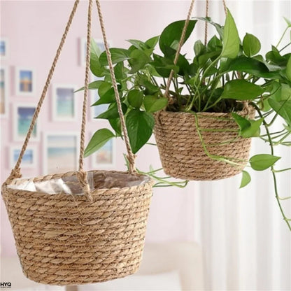 Garden Hanging Planter Macrame Plant Storage Basket Jute Rope Woven Indoor Outdoor Flower Pot Holderrs Plant Hangers Home Decor