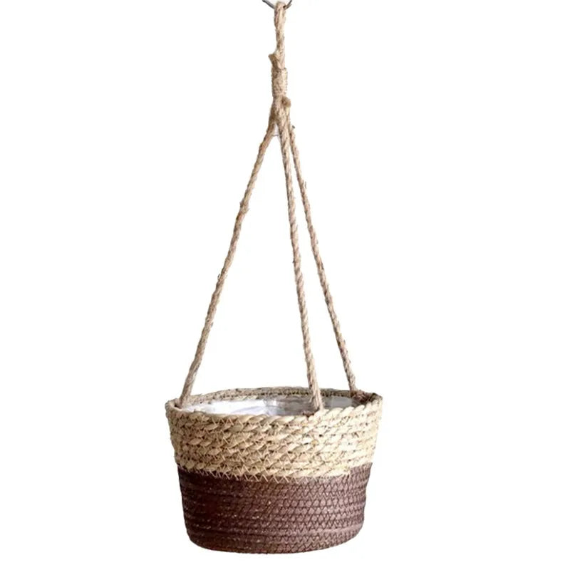 Garden Hanging Planter Macrame Plant Storage Basket Jute Rope Woven Indoor Outdoor Flower Pot Holderrs Plant Hangers Home Decor