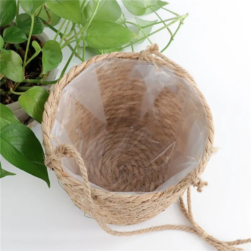 Garden Hanging Planter Macrame Plant Storage Basket Jute Rope Woven Indoor Outdoor Flower Pot Holderrs Plant Hangers Home Decor