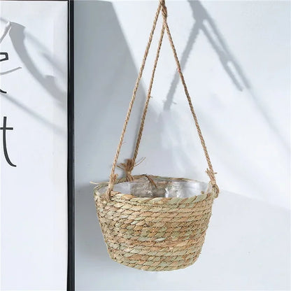 Garden Hanging Planter Macrame Plant Storage Basket Jute Rope Woven Indoor Outdoor Flower Pot Holderrs Plant Hangers Home Decor