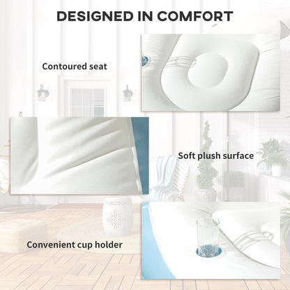 Inflatable Tub Chair And Footstool - Blue/White