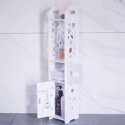 Bathroom Storage Waterproof Cabinet With Paper Drawer Tall White