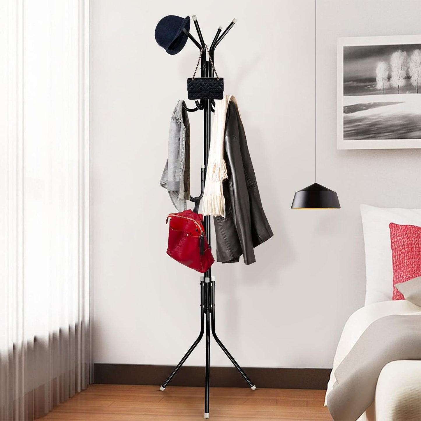 Coat Stand Coat, Hat, Jacket, Umbrella Floor Standing Rack Clothes Hanger  Hooks