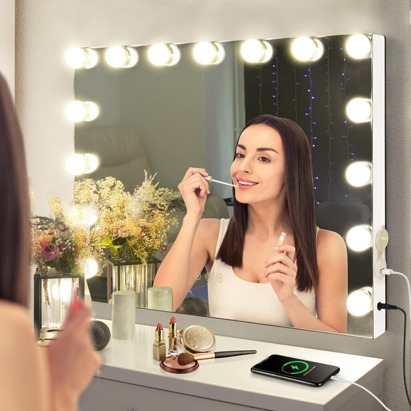15 Bulb Large Hollywood Make-up Mirror Lighting 58*46cm w/USB Charging